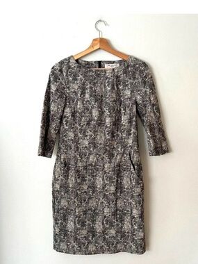 MM Lafleur Etsuko Crackle Pattern Black White Sheath Career Dress Women's Size 6